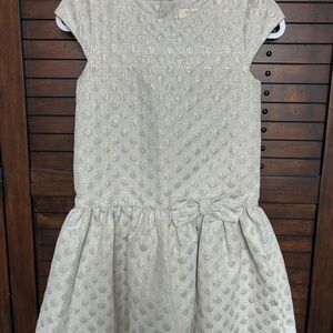Tea Collection Ivory Textured Party Dress with Waist Bow Kate Spade